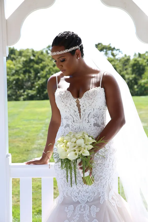Bride on the gazebo steps