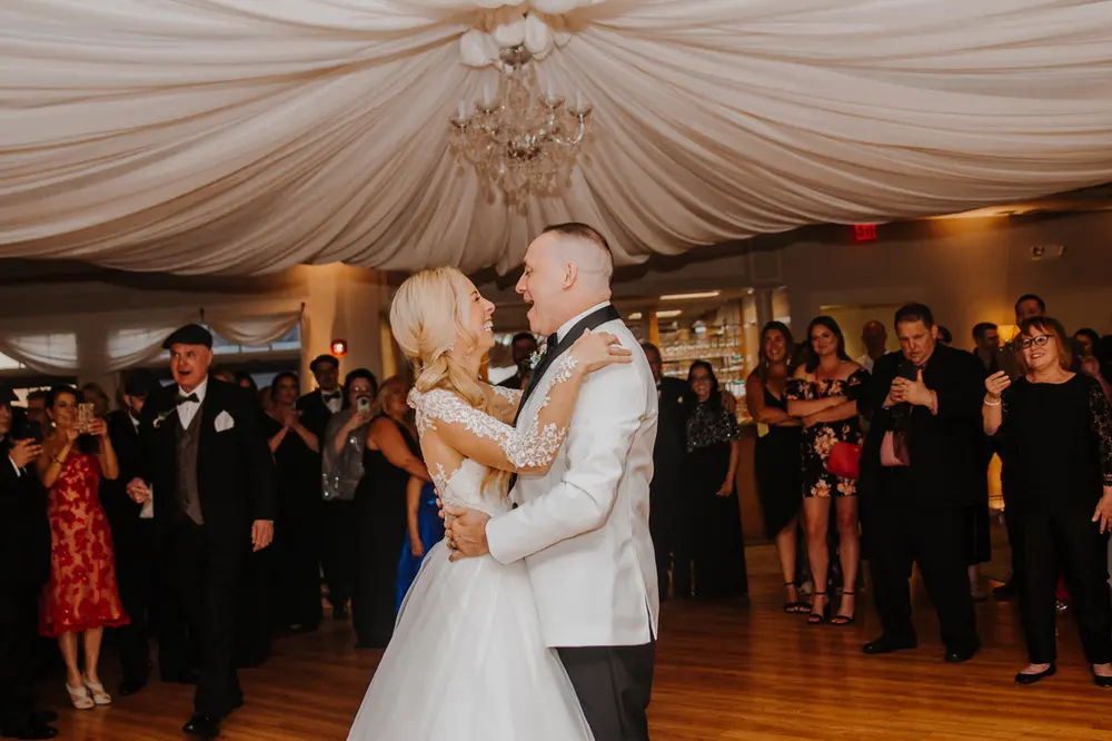 First dance under the draped ceiling
